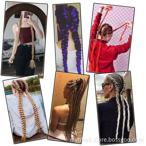 10 Piece Braiding Hair one piece Long Synthetic Heat Fiber braid 165g/piece pure color crochet Jumbo Braid Hair Extensions
